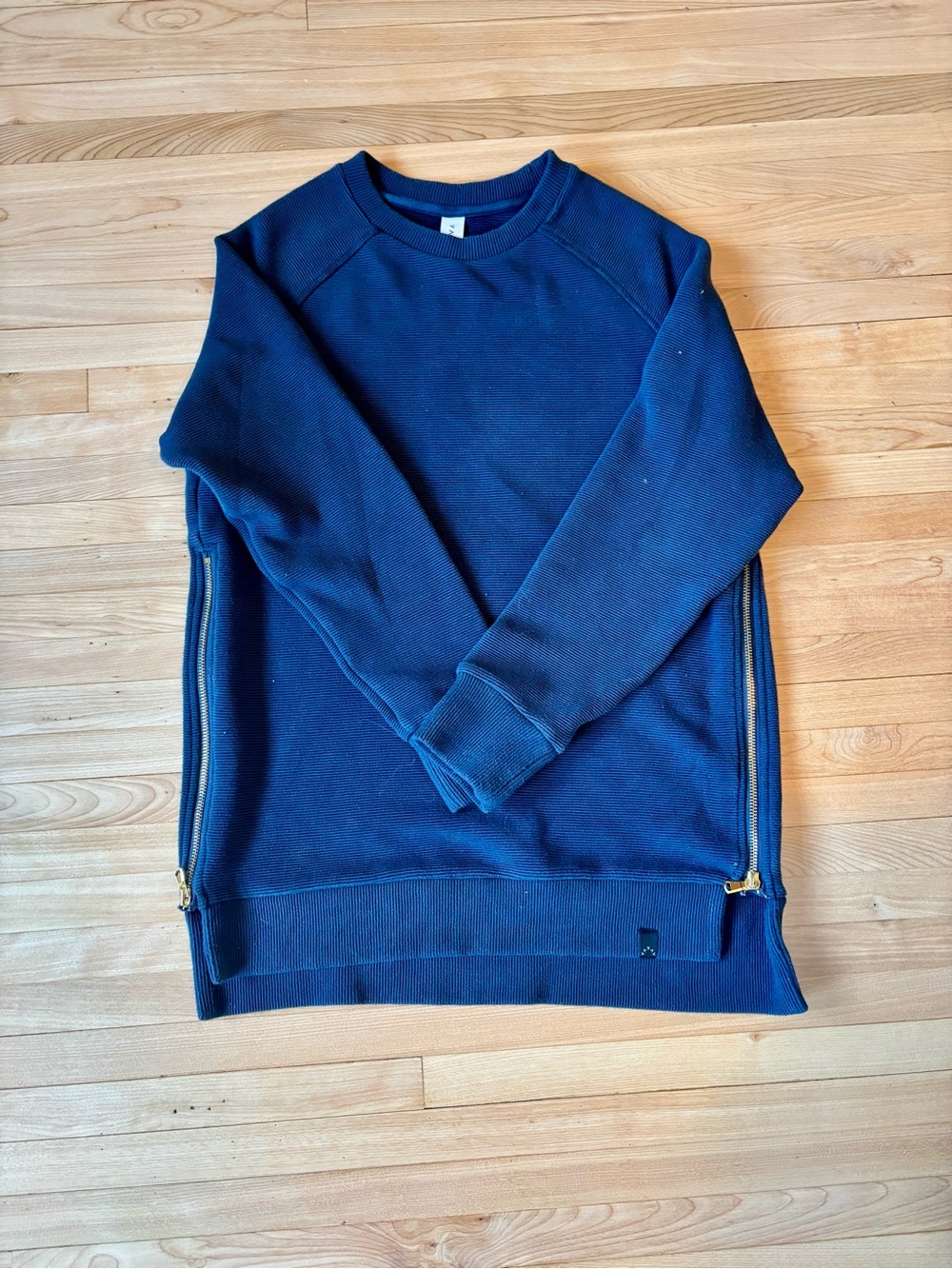 Varley Navy Crewneck Sweater with Side Zippers